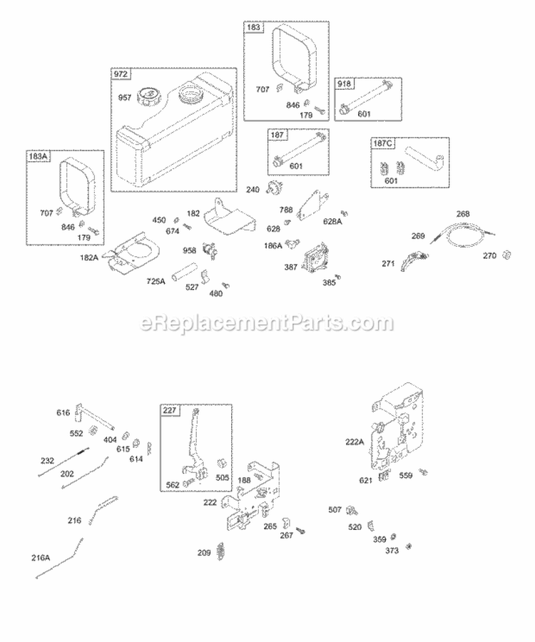 Controls Fuel Tank Springs Diagram and Parts List for 283707-0118-02  Briggs and Stratton Engine